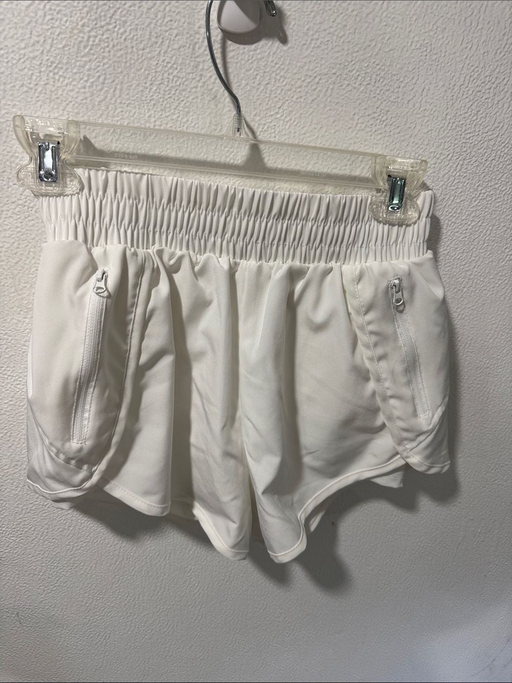Women's White Elastic-Waist Active Shorts